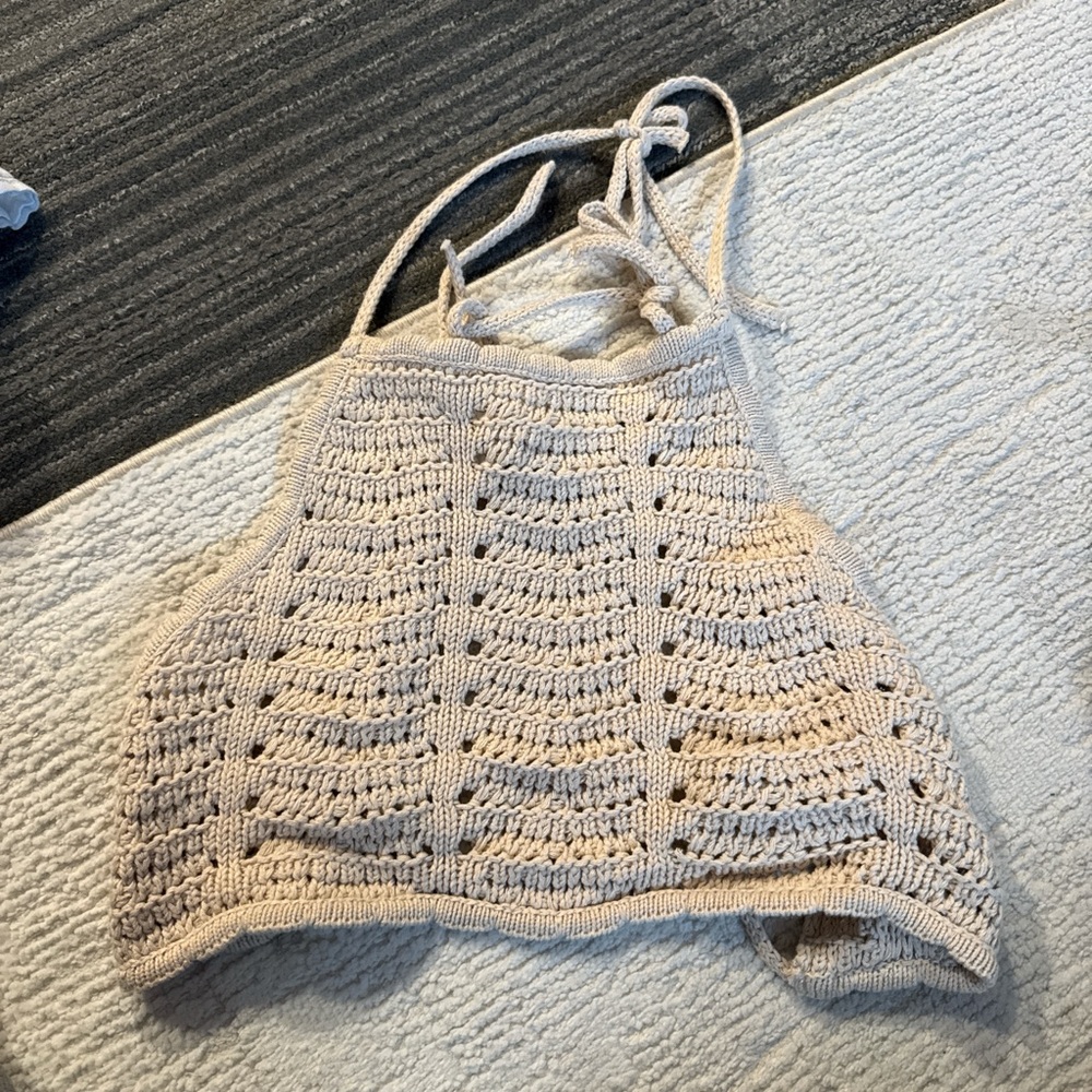 Beige Knit Halter Top